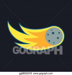 Vector Art - Comet, fireball or meteor icon, cartoon style ...