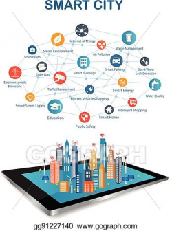 Vector Illustration - Smart city and wireless communication ...