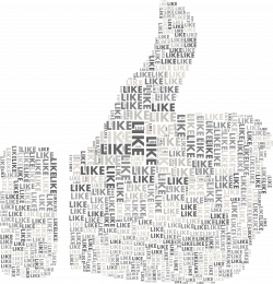 Clipart - Like Thumbs Up Word Cloud Grayscale