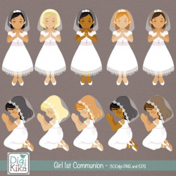 Girl First Communion Clip Art - Communion Clipart, Catholic ...