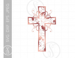 Rose Gold Christian Art Cross Svg Vector Clipart Downloads | Rose Gold  Religious Svg Dxf Pdf Silhouette Art | Cross Svg Clipart SC277