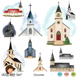Church Clipart, Christian Clipart,Original , First Communion, Wedding  Clipart, Funeral Clipart, Newsletter Clipart, Bible, Watercolor