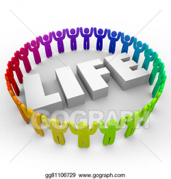 Clipart - Life word diverse people living together peace ...