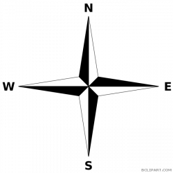 Black and white Compass Rose Clipart - BClipart