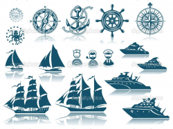 Compass and Sailing ships iconset - Stock Illustration ...