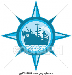 Vector Stock - Passenger cargo ship ocean liner compass ...