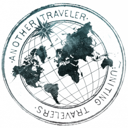 Another Traveler logo *i like how the map is flat on top of the ...
