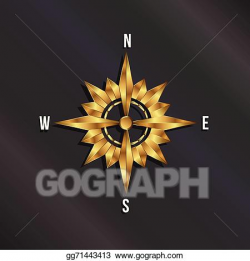 EPS Illustration - Golden compass rose logo. Vector Clipart ...
