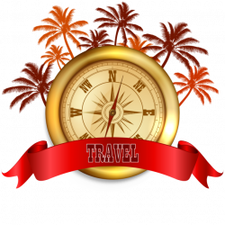 Golden Compass And Palm Trees, Compass, Palm, Travel PNG and Vector ...