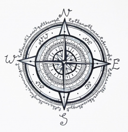 compass tattoo design illustration floral nautical mandala ...
