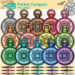 Pocket Compass Clip Art: Geography and Map Skills Graphics {Glitter Meets  Glue}