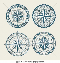 Vector Stock - Vintage marine compass logo set. Clipart ...