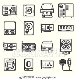 EPS Vector - Computer hardware icons. pc components. Stock ...