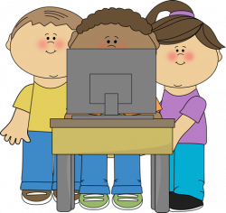 Kids using a school computer from MyCuteGraphics | School Kids Clip ...
