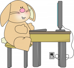 Bunny Using Computer Clip Art - Bunny Using Computer Image