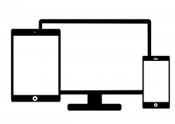 Clipart - Mobile displays against a computer screen