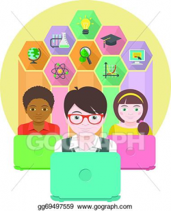 Vector Stock - Education by computer. Clipart Illustration ...