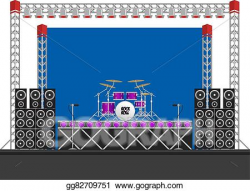 Vector Stock - Big concert stage with speakers and drums ...