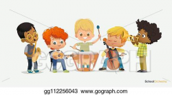 Vector Stock - Kids boy orchestra play different music ...