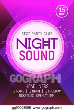 Clip Art Vector - Electro dance party music night poster ...