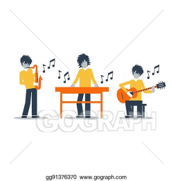 Vector Clipart - Music band playing live concert, saxophone ...