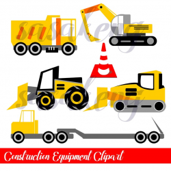 Construction Equipment Clipart - Truck, Loader, Excavator, Cone , Wheel  Loader