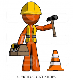 Illustration of Orange Construction Worker Contractor Guy ...