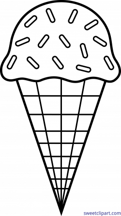 Ice Cream Cone Sprinkles Lineart Clip Art - Sweet Clip Art