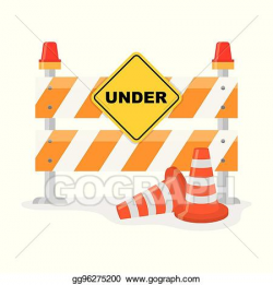 Vector Illustration - Road barrier with and traffic cone ...