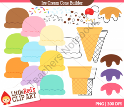 Clip Art - Ice Cream Cone Builder - summer-themed clipart ...