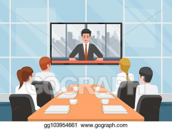 Vector Illustration - Business people at the video ...
