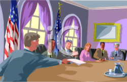 Clipart Picture of People Meeting at a Conference with the ...