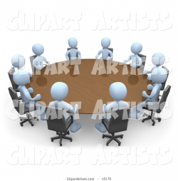 Group Of Light Blue People Holding A Meeting At A Large ...