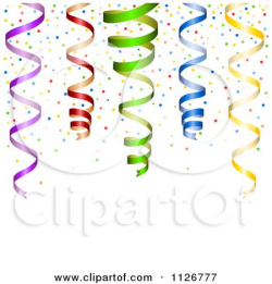 party background with colorful confetti and curly ribbons ...