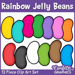 Rainbow Jelly Bean Clipart Set 13 Piece Easter Counting Confetti Graphics