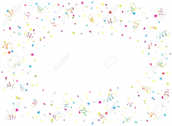 Happy Birthday streamer and confetti on white background ...