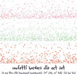 Confetti Border Clip Art Images in Pastel Colors: Coral, Pink, Turquoise