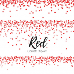 Red Confetti clip art -Confetti Paper - Ombre Border - Confetti Clip Art -  Card Making Supplies - Commercial Use