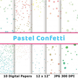 Pastel Confetti Digital Papers, Confetti Borders, Round Confetti Pattern,  Birthday Party Confetti Clipart, Digital Background, Multicolor
