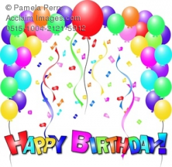 Clip Art Illustration of a Birthday Border With Balloons ...