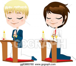 EPS Illustration - First communion prayer boys. Vector ...