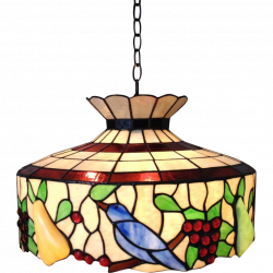 LARGE Stained Glass Chandelier Birds Fruit Light Fixture SOLD | Ruby ...