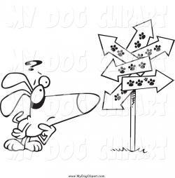 Clip Art of a Black and White Confused Lost Dog Staring at ...