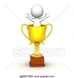 Stock Illustration - 3d man with arms up in gold trophy ...