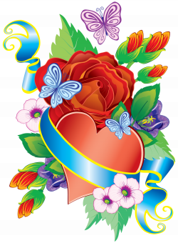 Heart and Flowers PNG Decorative Element | kubalkova julie ...