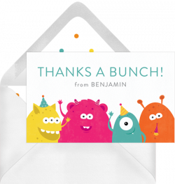 Monster Party Thank You Notes in Yellow | Greenvelope.com