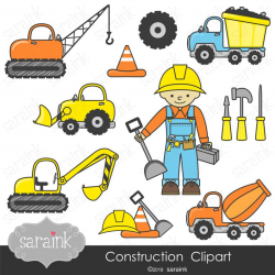 Construction Clipart, Construction Party Clipart, Digital Clipart, Clip art  for Instant Download