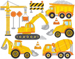 Construction Clipart - Vector Construction Clipart, Crane Clipart, Truck  Clipart, Digger Clipart, Construction Clip Art