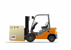 Clipart - Orange forklift loader with box