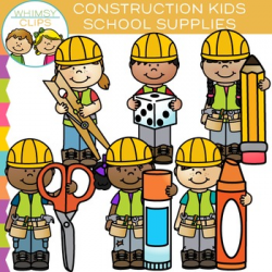 Kids School Supplies for Construction Clip Art
